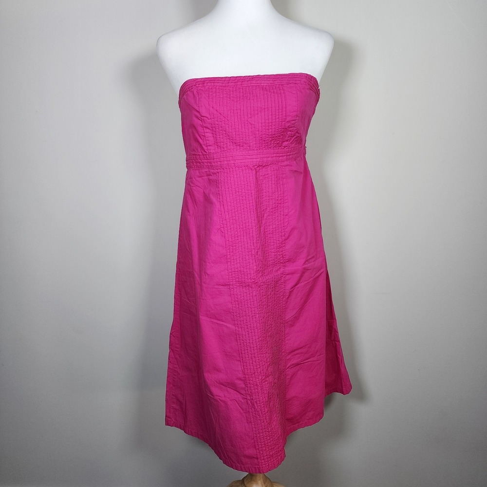 Gap Hot Pink Dress Womens 2 Cotton Strapless Casual Cocktail Party‎ Teen Summer